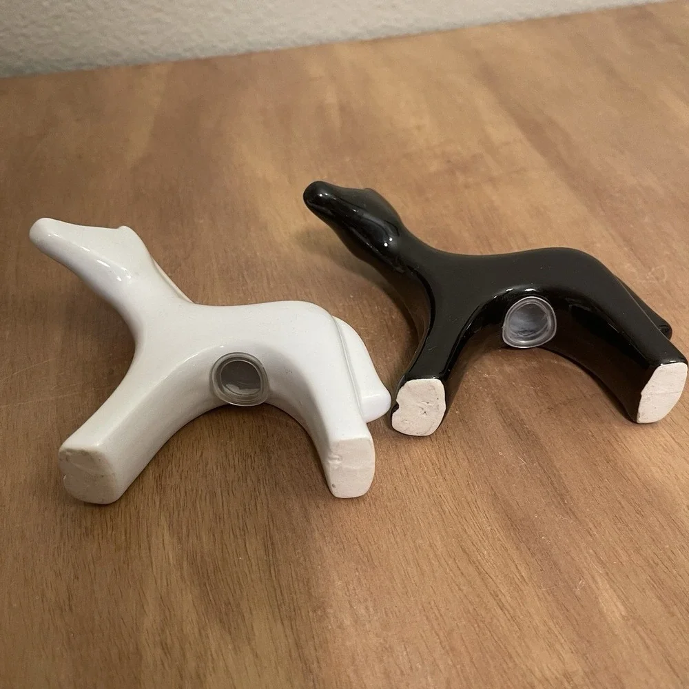 Horses Novelty Salt & Pepper Shaker Black White Hugging Art Sculpture Minimalist